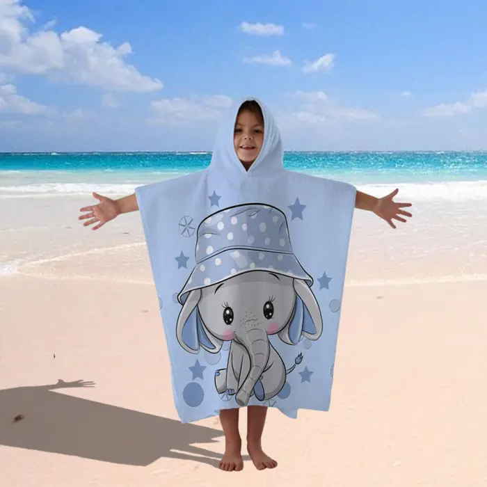 Детско хавлиено пончо - Слонче - 548 - Детско хавлиено пончо - Слонче - 548