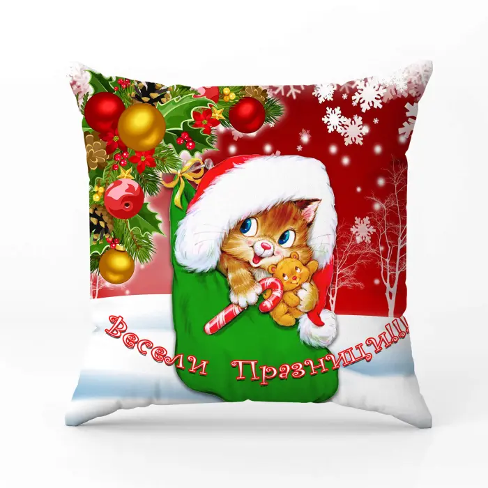 Декоративна възглавница с коледни мотиви - 2340 - 1998 - Декоративна възглавница с коледни мотиви - 2340 - 1998