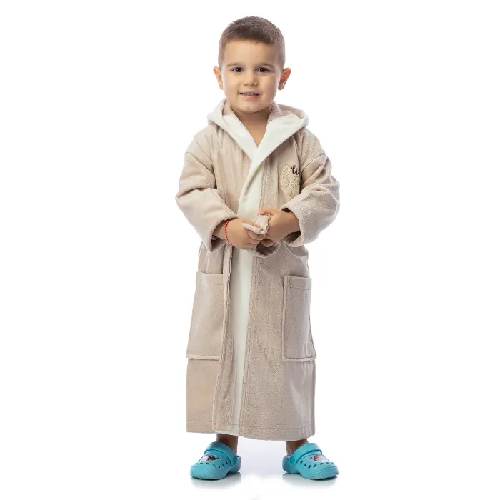 Детски халат лукс - цвят капучино - 2418 -  Детски халат лукс - цвят капучино - 2418