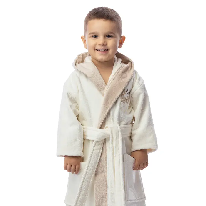 Детски халат лукс - цвят крем - 2417 - Детски халат лукс - цвят крем - 2417
