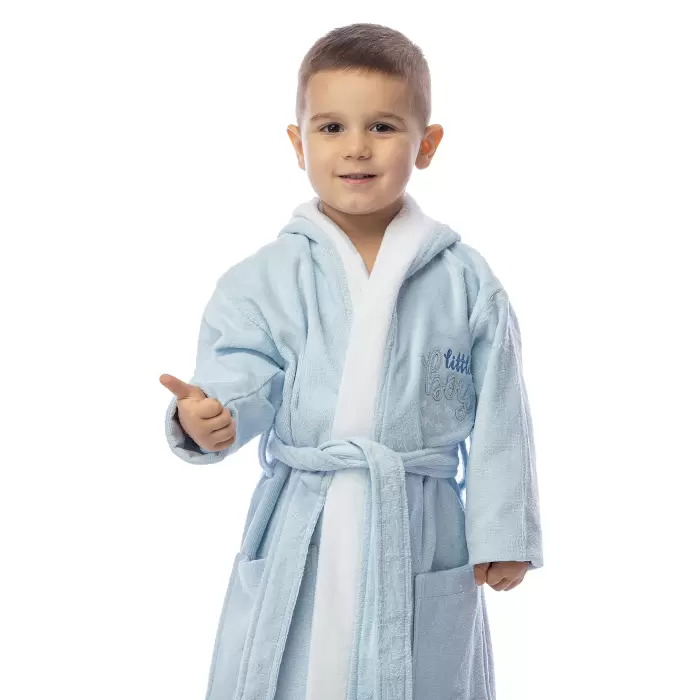 Детски халат лукс - Светло син - 408 -  Детски халат лукс - Светло син - 408