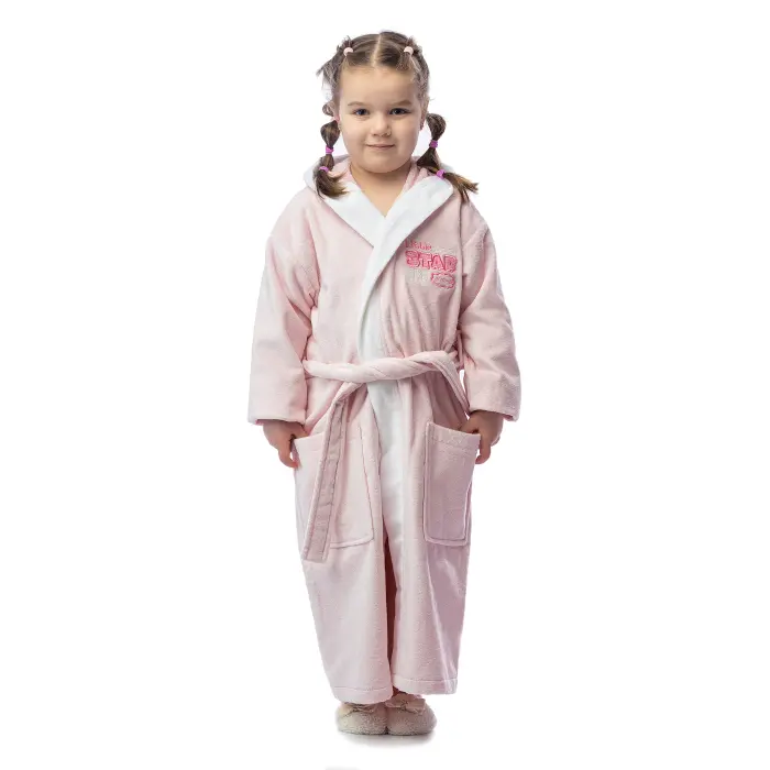 Детски халат лукс - цвят розов - 2414 - Детски халат лукс - цвят розов - 2414