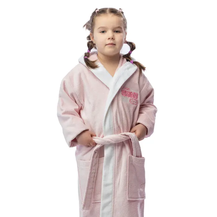 Детски халат лукс - цвят розов - 2415 - Детски халат лукс - цвят розов - 2415