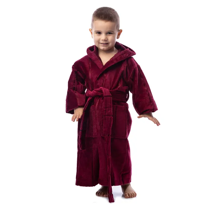 Детски халат нишка - бордо - 678 -  Детски халат нишка - бордо - 678