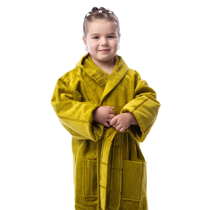 Детски халат нишка - горчица - 603 - Детски халат нишка - горчица - 603