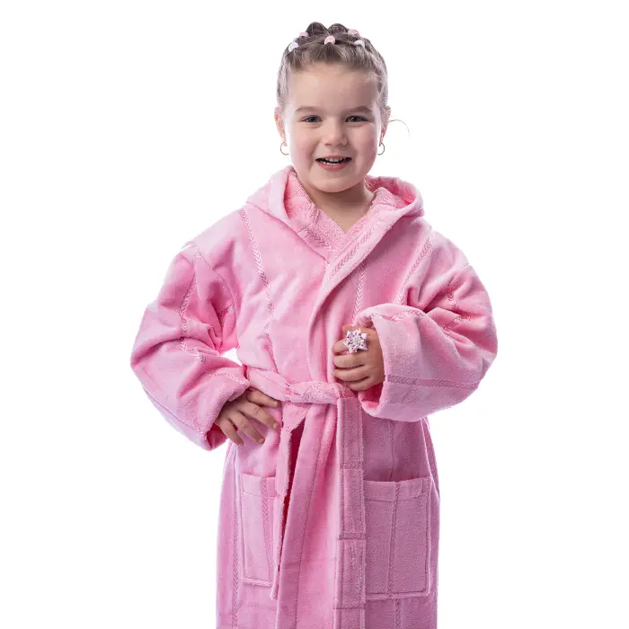 Детски халат нишка - розово - 644 - Детски халат нишка - розово - 644