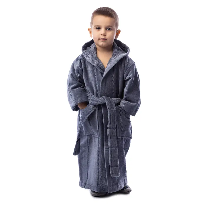 Детски халат нишка - сив - 647 - Детски халат нишка - сив - 647