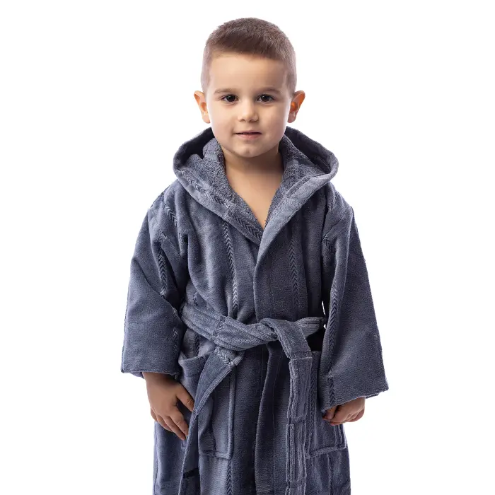 Детски халат нишка - сив - 648 - Детски халат нишка - сив - 648
