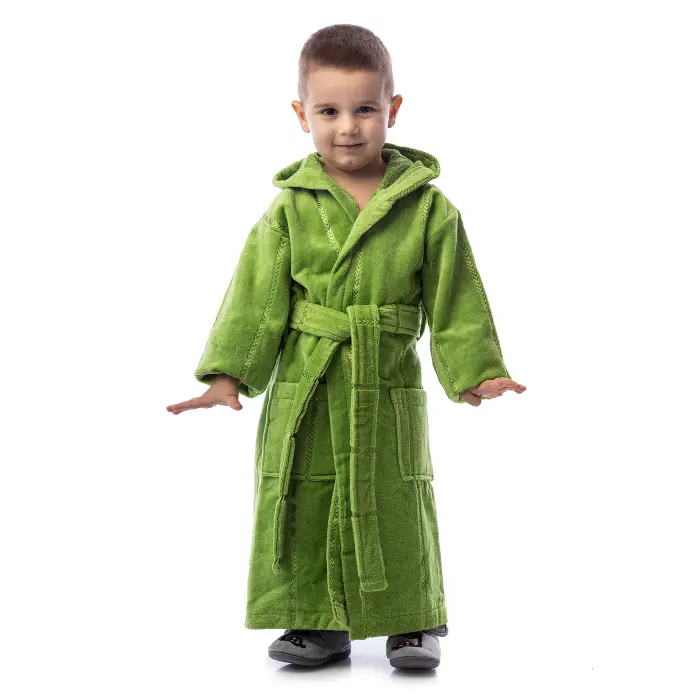 Детски халат нишка - зелен - 654 - Детски халат нишка - зелен - 654