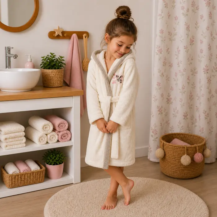 Детски халат Sunny - крем - 7/8 години - 3876 - Детски халат Sunny - крем - 7/8 години - 3876
