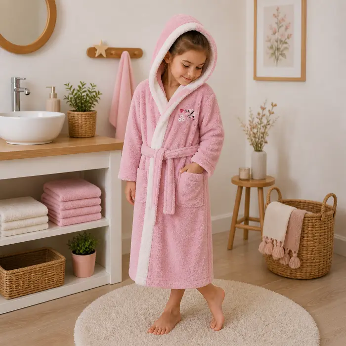 Детски халат Sunny - розово - 7/8 години - 3880 - Детски халат Sunny - розово - 7/8 години - 3880