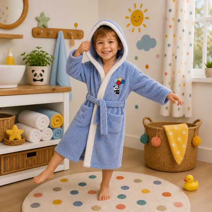 Детски халат Sunny - светло синьо - 3/4 години - 3863 - Детски халат Sunny - светло синьо - 3/4 години - 3863