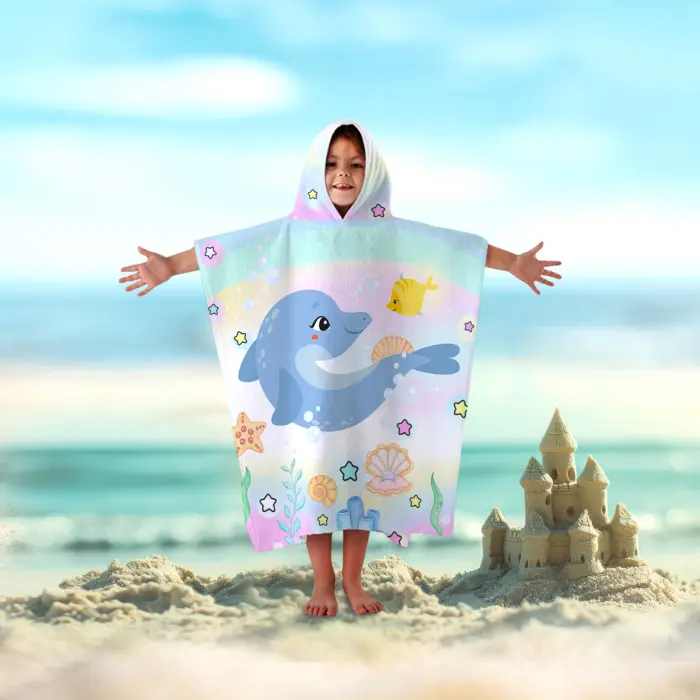 Детско хавлиено пончо - 5052 - 2923 - Детско хавлиено пончо - 5052 - 2923