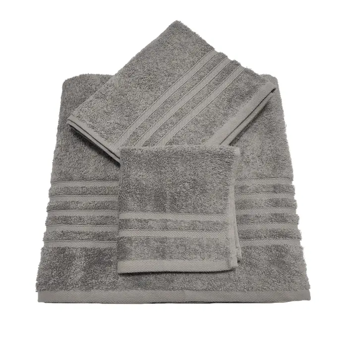 Едноцветна хавлиена кърпа "ВИВА" - комплект - 3 броя-сиво - 3035 - Едноцветна хавлиена кърпа "ВИВА" - комплект - 3 броя-сиво - 3035