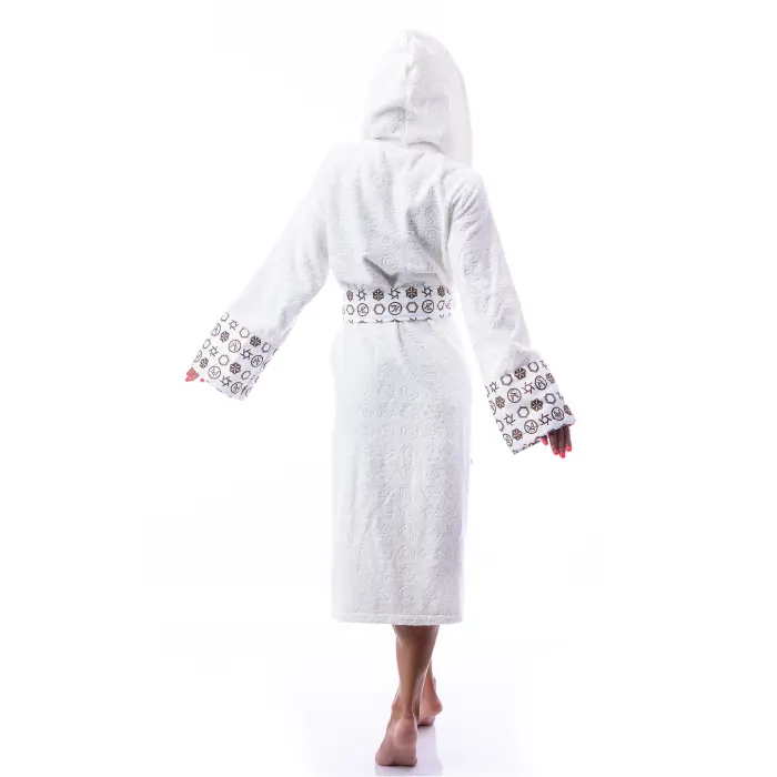 Халат букле MS печат - Крем - дамски - 1868 - Халат букле MS печат - Крем - дамски - 1868