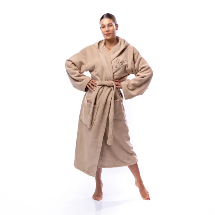 Халат Едноцветен Лукс - Капучино - дамски - 1578 - Халат Едноцветен Лукс - Капучино - дамски - 1578