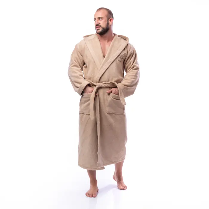 Халат Едноцветен Лукс - Капучино - мъжки - 1603 - Халат Едноцветен Лукс - Капучино - мъжки - 1603