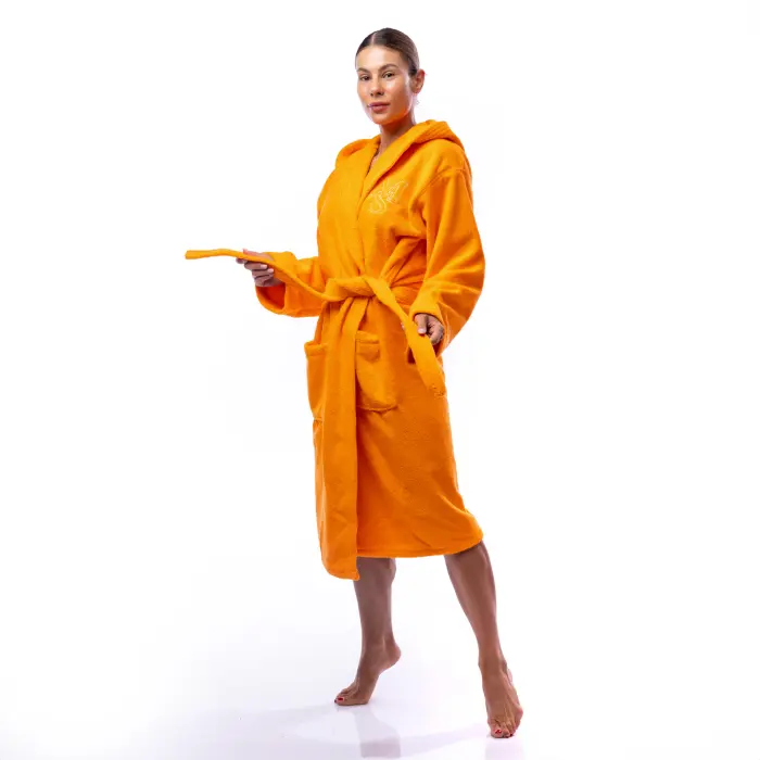 Халат Едноцветен Лукс - Оранжев - дамски - 1588 - Халат Едноцветен Лукс - Оранжев - дамски - 1588