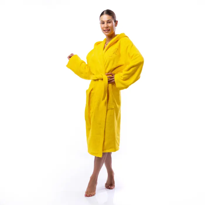 Халат Едноцветен Лукс - Жълт - дамски - 1598 - Халат Едноцветен Лукс - Жълт - дамски - 1598