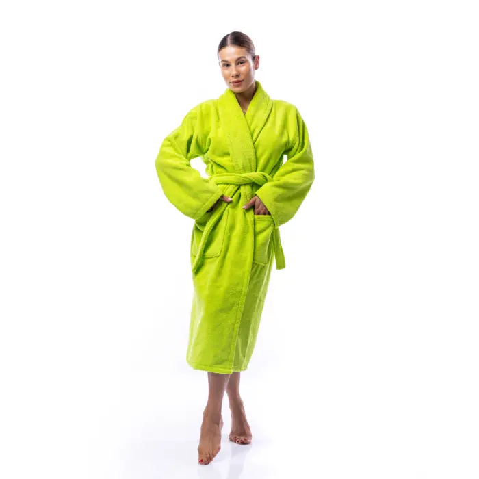 Халат Едноцветен Шал Яка - Зелен - дамски - 1724 - Халат Едноцветен Шал Яка - Зелен - дамски - 1724