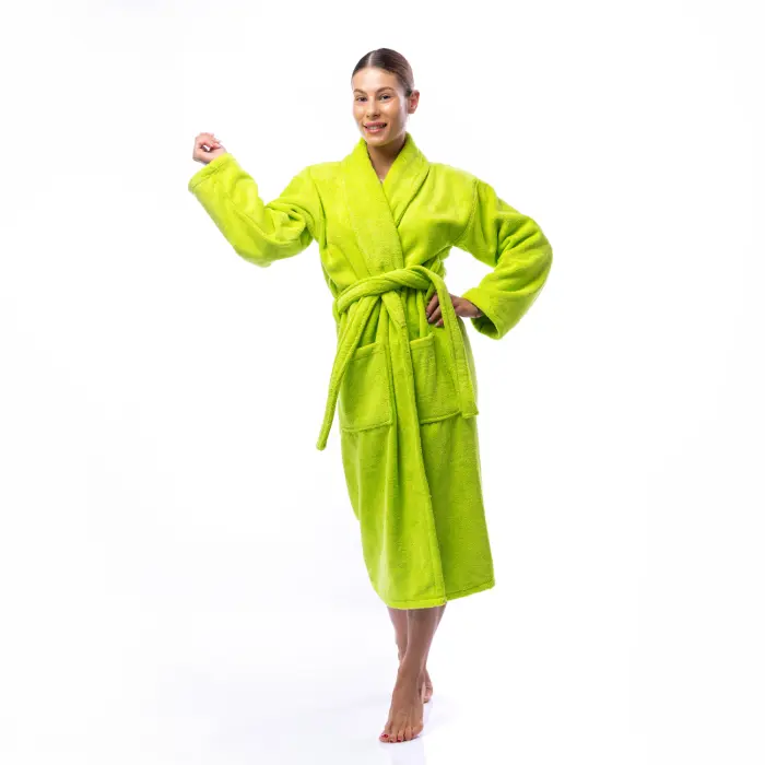 Халат Едноцветен Шал Яка - Зелен - дамски - 1725 - Халат Едноцветен Шал Яка - Зелен - дамски - 1725