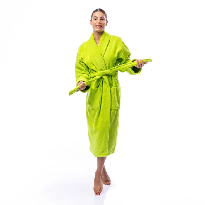 Халат Едноцветен Шал Яка - Зелен - дамски - 1726 - Халат Едноцветен Шал Яка - Зелен - дамски - 1726