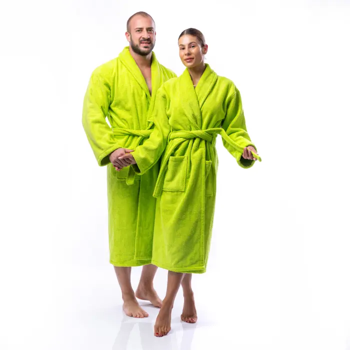 Халат Едноцветен Шал Яка - Зелен - мъжки - 1664 - Халат Едноцветен Шал Яка - Зелен - мъжки - 1664