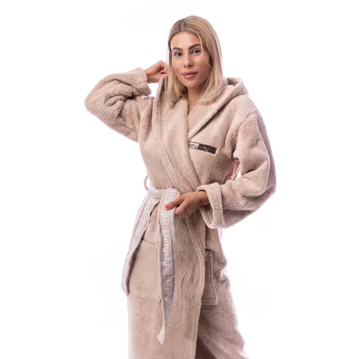 Халат Микропамук - капучино - дамски - 163 - Халат Микропамук - капучино - дамски - 163