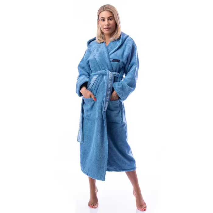 Халат Микропамук - син - дамски - 221 - Халат Микропамук - син - дамски - 221