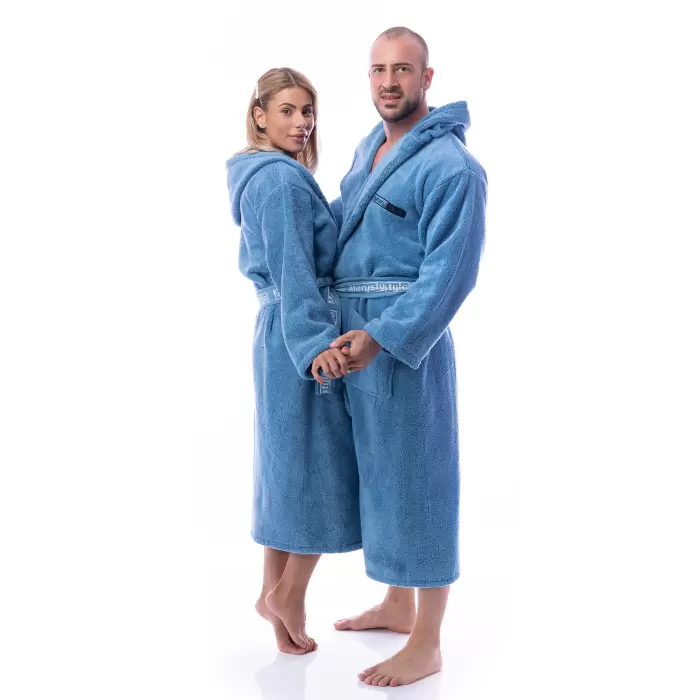 Халат Микропамук - син - дамски - 226 - Халат Микропамук - син - дамски - 226