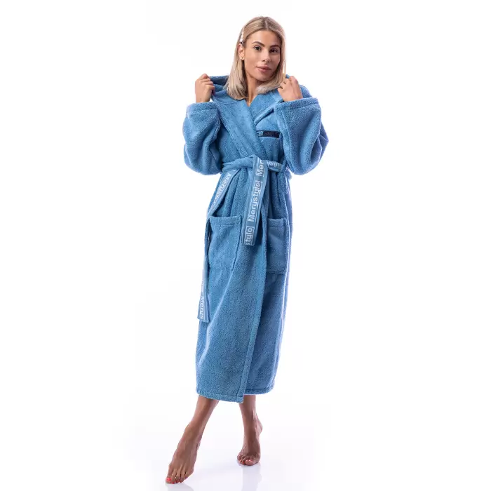 Халат Микропамук - син - дамски - 222 - Халат Микропамук - син - дамски - 222