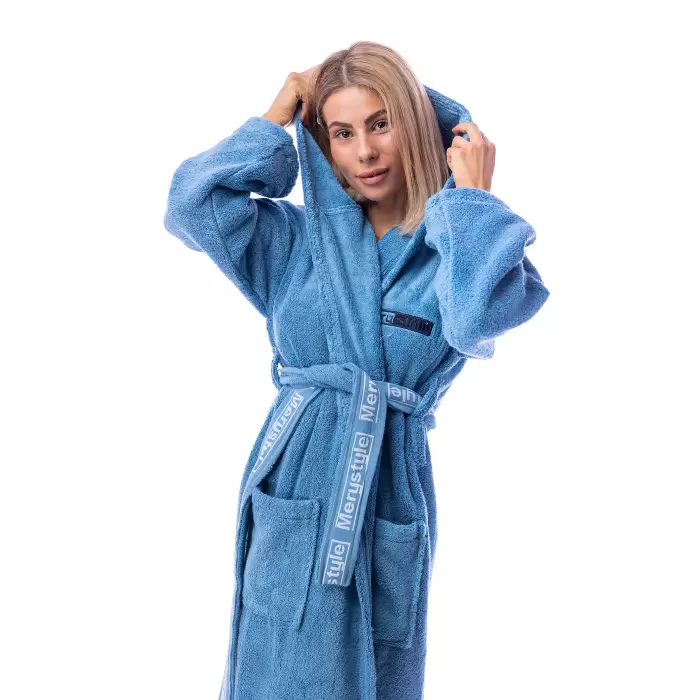 Халат Микропамук - син - дамски - 223 - Халат Микропамук - син - дамски - 223