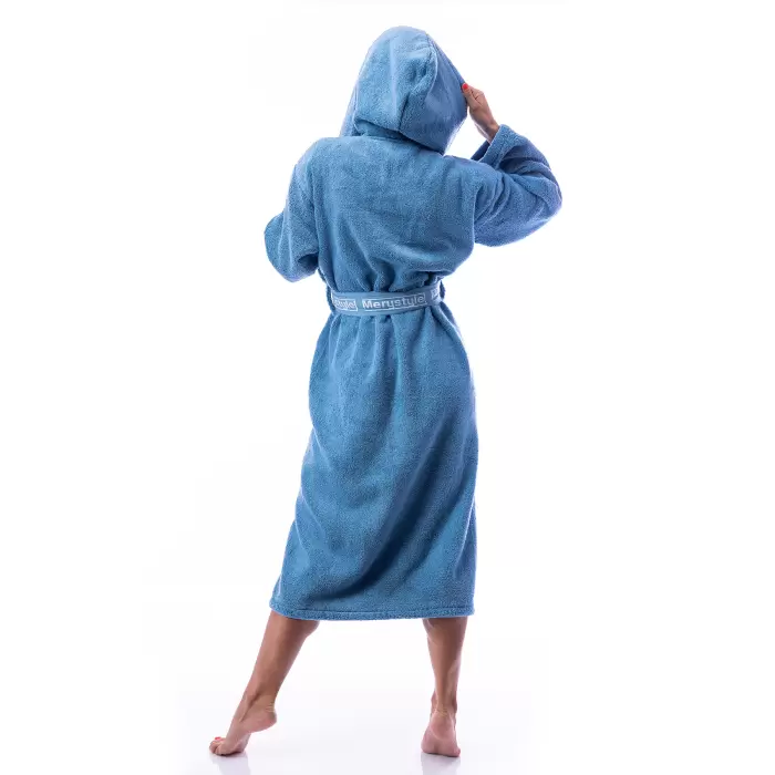 Халат Микропамук - син - дамски - 225 - Халат Микропамук - син - дамски - 225