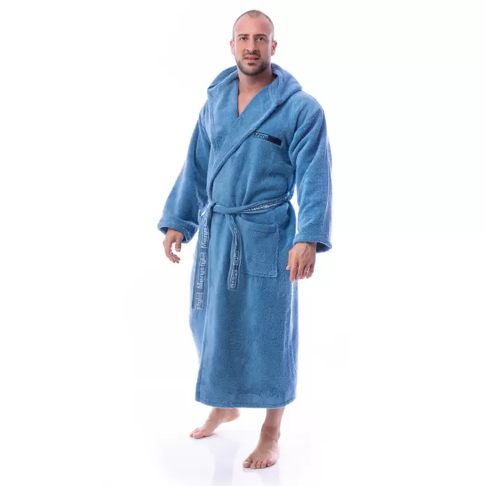 Халат Микропамук - син - мъжки - 186 - Халат Микропамук - син - мъжки - 186