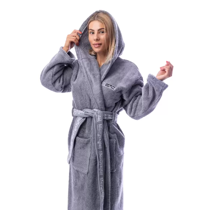 Халат Микропамук - сив - дамски - 211 - Халат Микропамук - сив - дамски - 211