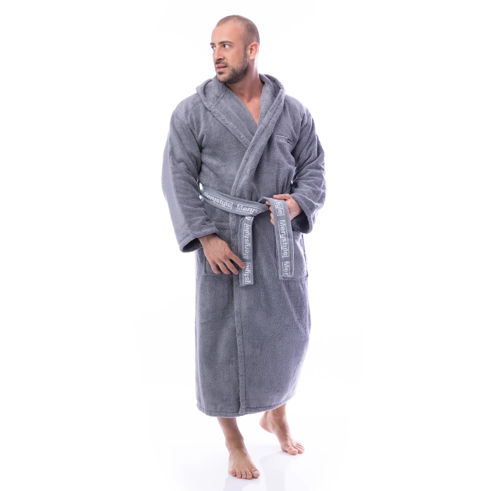 Халат Микропамук - сив - мъжки - 78 - Халат Микропамук - сив - мъжки - 78