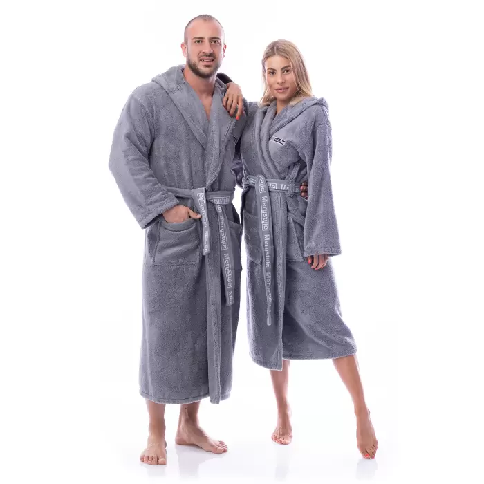 Халат Микропамук - сив - дамски - 213 - Халат Микропамук - сив - дамски - 213