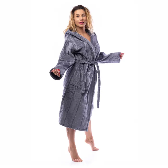 Халат нишка - Тъмно сив - дамски - 2509 - Халат нишка - Тъмно сив - дамски - 2509