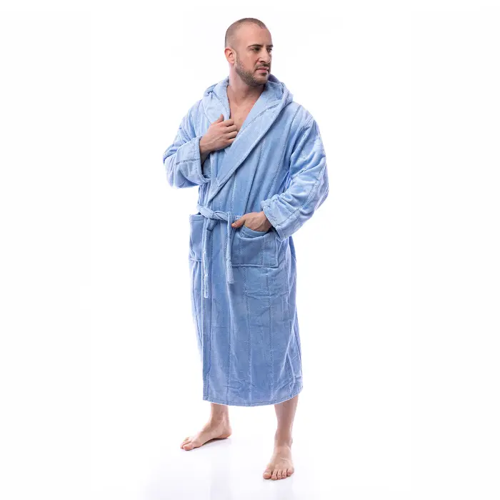 Халат нишка - Светло син - мъжки - 2514 - Халат нишка - Светло син - мъжки - 2514