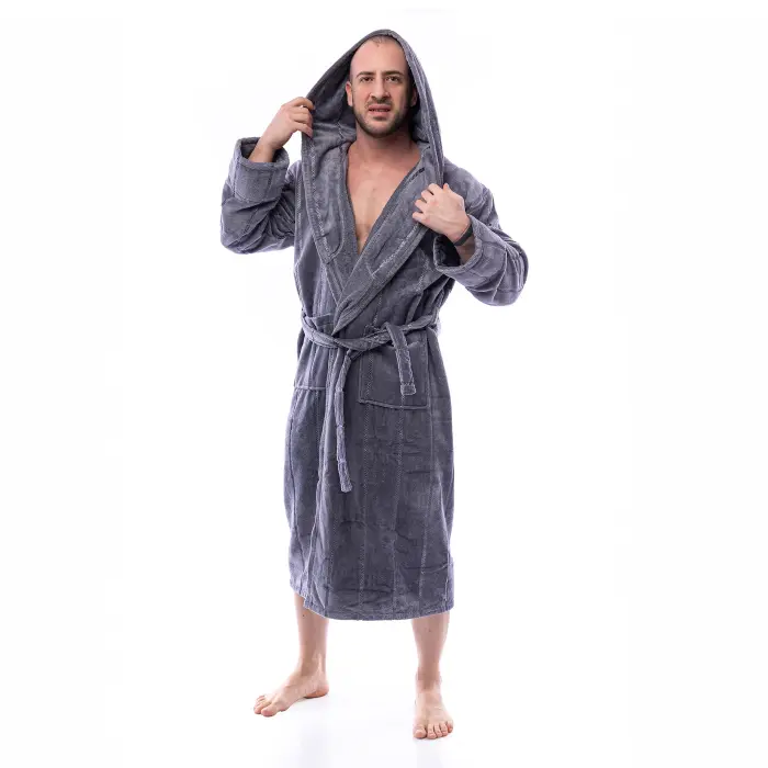 Халат нишка - Тъмно Сиво - мъжки - 2503 - Халат нишка - Тъмно Сиво - мъжки - 2503