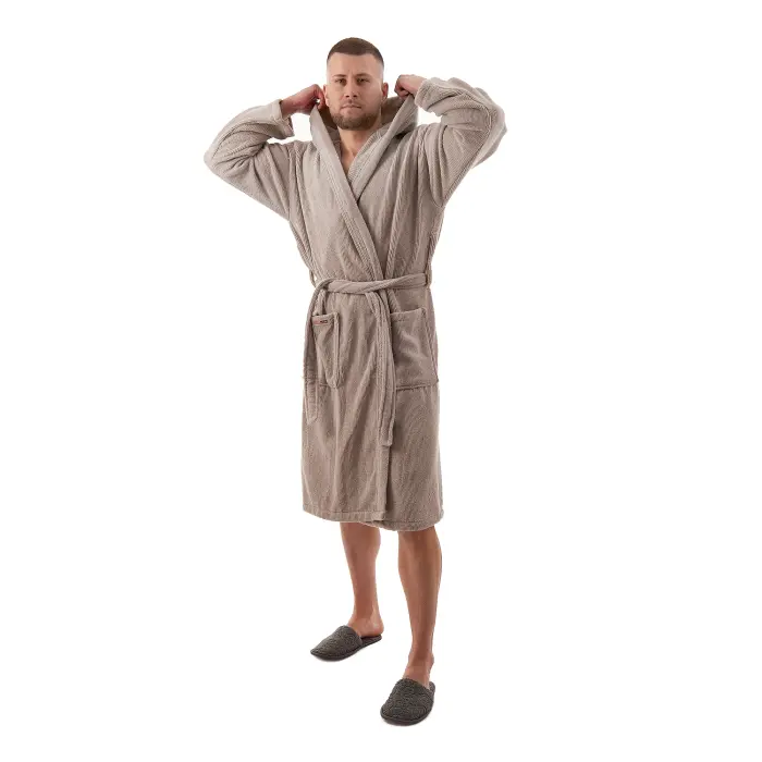 Халат Рипс - къс - Светло сив - мъжки - 3675 - Халат Рипс - къс - Светло сив - мъжки - 3675