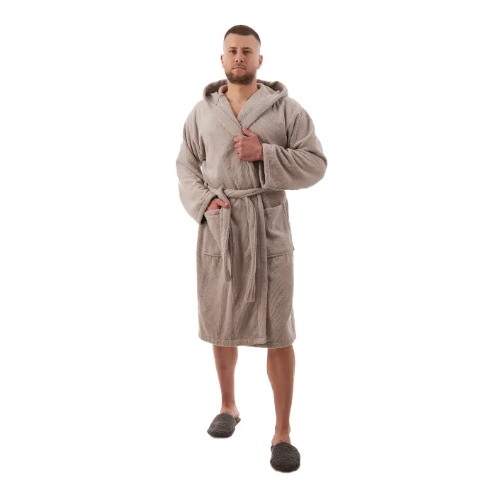 Халат Рипс - къс - Светло сив - мъжки - 3676 - Халат Рипс - къс - Светло сив - мъжки - 3676