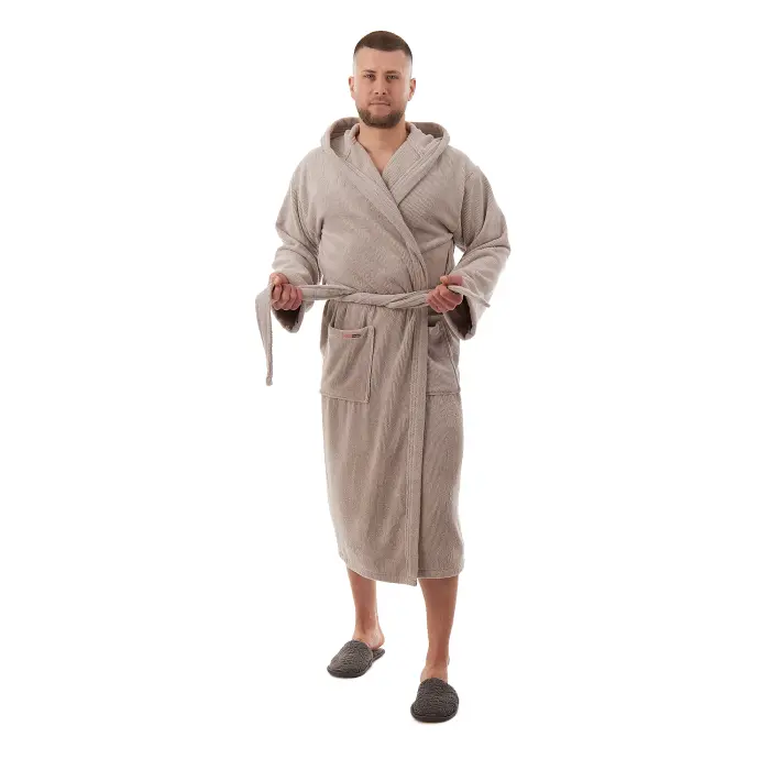 Халат Рипс - Светло сив - мъжки - 3692 - Халат Рипс - Светло сив - мъжки - 3692