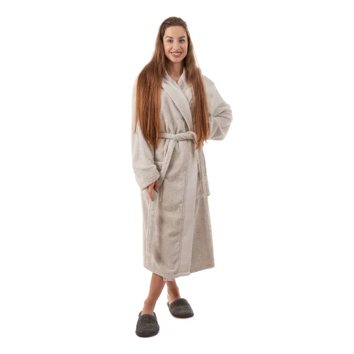 Халат Севи лого - MS - светло сив- дамски - 3727 - Халат Севи лого - MS - светло сив- дамски - 3727