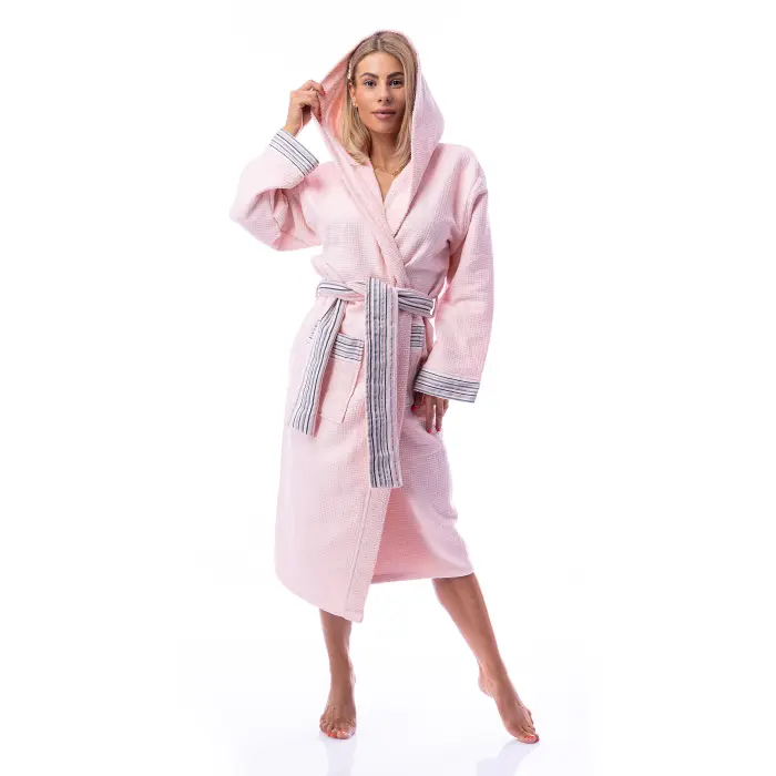 Халат Вафла Лукс - Розово - дамски - 1877 - Халат Вафла Лукс - Розово - дамски - 1877