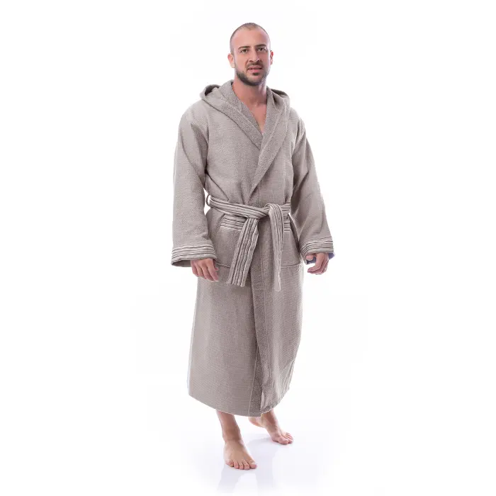 Халат Вафла Лукс - Светло сив - мъжки - 1950 - Халат Вафла Лукс - Светло сив - мъжки - 1950