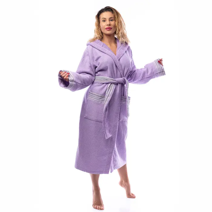 Халат Вафла Лукс - Тъмно лилаво - дамски - 2501 - Халат Вафла Лукс - Тъмно лилаво - дамски - 2501