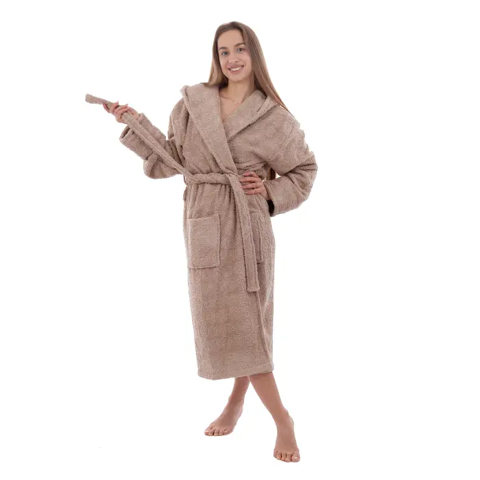 Халат ЖАКАРД - MS - Бежово- дамски - 3492 - Халат ЖАКАРД - MS - Бежово- дамски - 3492