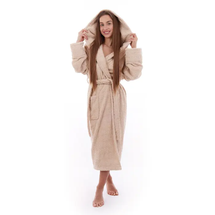 Халат ЖАКАРД - MS - Капучино- дамски - 3499 - Халат ЖАКАРД - MS - Капучино- дамски - 3499