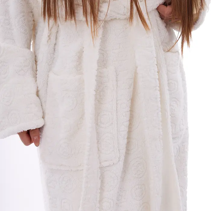 Халат ЖАКАРД - MS - Крем - дамски - 3487 - Халат ЖАКАРД - MS - Крем - дамски - 3487